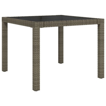 vidaXL Τραπέζι Κήπου Γκρι 90x90x75cm από Ψημένο Γυαλί/Συνθετικό Ρατάν 1 τεμ.