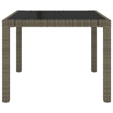 vidaXL Τραπέζι Κήπου Γκρι 90x90x75cm από Ψημένο Γυαλί/Συνθετικό Ρατάν 1 τεμ.