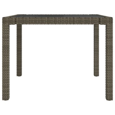 vidaXL Τραπέζι Κήπου Γκρι 90x90x75cm από Ψημένο Γυαλί/Συνθετικό Ρατάν 1 τεμ.