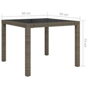 vidaXL Τραπέζι Κήπου Γκρι 90x90x75cm από Ψημένο Γυαλί/Συνθετικό Ρατάν 1 τεμ.