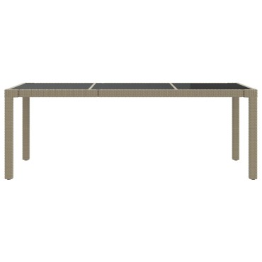 vidaXL Τραπέζι Κήπου Μπεζ 190x90x75cm Ψημένο Γυαλί/Συνθετικό Ρατάν 1 τεμ.