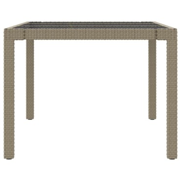 vidaXL Τραπέζι Κήπου Μπεζ 190x90x75cm Ψημένο Γυαλί/Συνθετικό Ρατάν 1 τεμ.