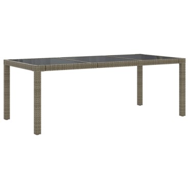 vidaXL Τραπέζι Κήπου Γκρι 190x90x75cm Ψημένο Γυαλί/Συνθετικό Ρατάν 1 τεμ.