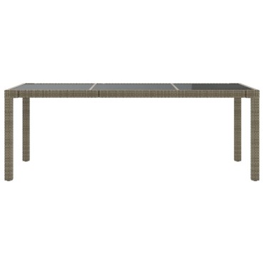 vidaXL Τραπέζι Κήπου Γκρι 190x90x75cm Ψημένο Γυαλί/Συνθετικό Ρατάν 1 τεμ.