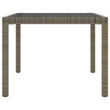 vidaXL Τραπέζι Κήπου Γκρι 190x90x75cm Ψημένο Γυαλί/Συνθετικό Ρατάν 1 τεμ.