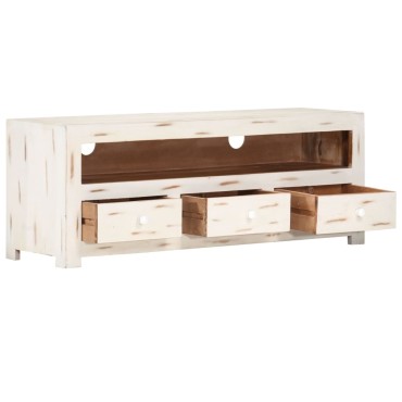 vidaXL Έπιπλο Τηλεόρασης Λευκό 110x30x40cm Μασίφ Ξύλο Ακακίας