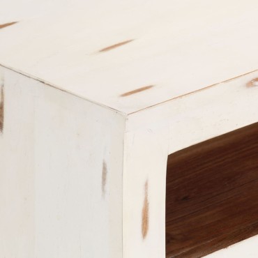 vidaXL Έπιπλο Τηλεόρασης Λευκό 110x30x40cm Μασίφ Ξύλο Ακακίας
