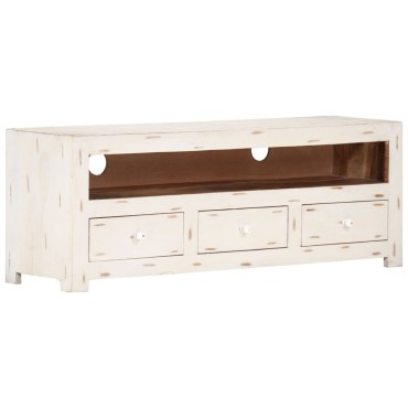 vidaXL Έπιπλο Τηλεόρασης Λευκό 110x30x40cm Μασίφ Ξύλο Ακακίας
