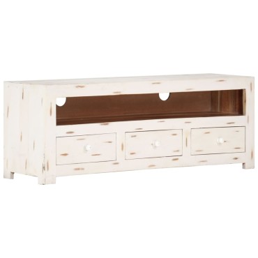 vidaXL Έπιπλο Τηλεόρασης Λευκό 110x30x40cm Μασίφ Ξύλο Ακακίας