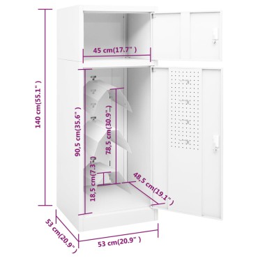 vidaXL Ντουλάπα για Σέλα Λευκό 53 x 53 x 140 εκ. Ατσάλινο