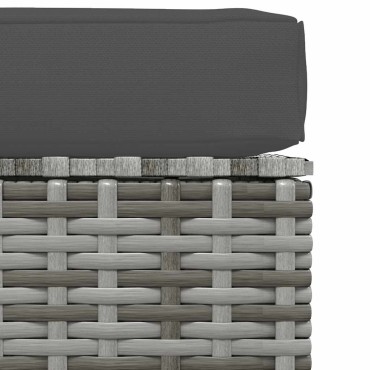 vidaXL Υποπόδιο Κήπου Γκρι 70x70x30cm Συνθετικό Ρατάν με Μαξιλάρι 1 τεμ. Γωνιακός