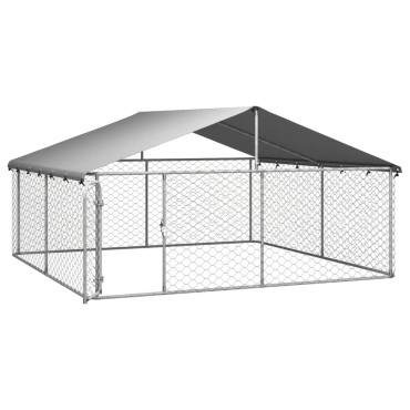 vidaXL Κλουβί Σκύλου Εξωτερικού Χώρου 300 x 300 x 150 εκ. με Στέγαστρο