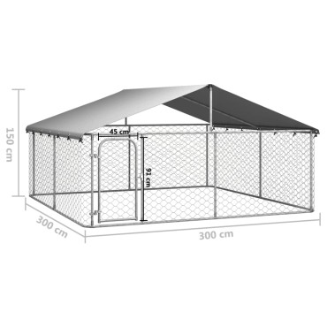 vidaXL Κλουβί Σκύλου Εξωτερικού Χώρου 300 x 300 x 150 εκ. με Στέγαστρο