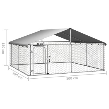 vidaXL Κλουβί Σκύλου Εξωτερικού Χώρου 300 x 300 x 150 εκ. με Στέγαστρο