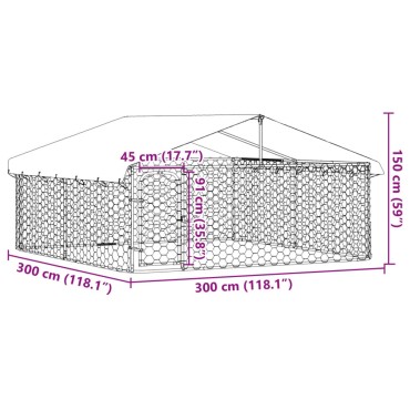 vidaXL Κλουβί Σκύλου Εξωτερικού Χώρου 300 x 300 x 150 εκ. με Στέγαστρο