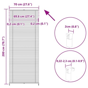 Πλισέ στόρι σκίασης 70x200cm Λευκό