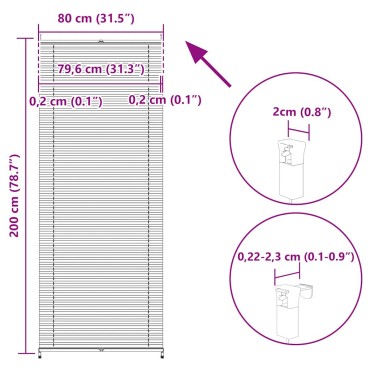 Πλισέ στόρι σκίασης 80x200cm Λευκό