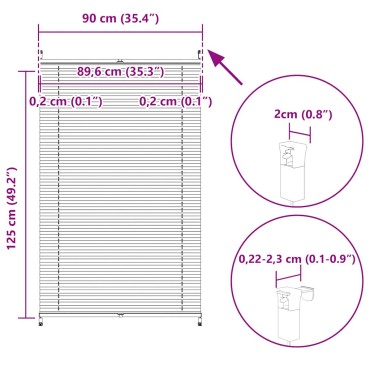 Πλισέ στόρι σκίασης 90 x 1125 cm Λευκό