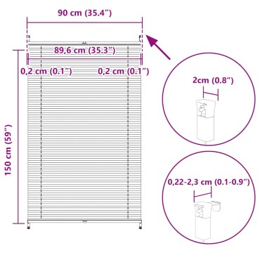 Πλισέ ρόλερ σκίασης 90x150cm Λευκό