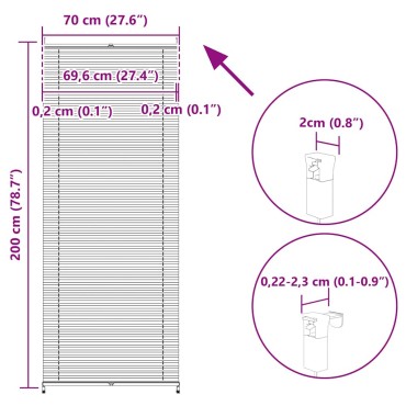 vidaXL Σύστημα Σκίασης Πλισέ Κρεμ 70 x 200 εκ.