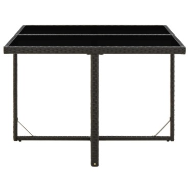 vidaXL Τραπέζι Κήπου Μαύρο 109x107x74cm Συνθετικό Ρατάν & Γυαλί 1 τεμ.