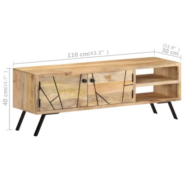 vidaXL Έπιπλο Τηλεόρασης 110x30x40cm από Μασίφ Ξύλο Μάνγκο