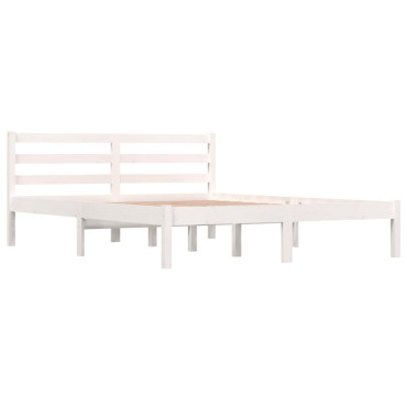 vidaXL Πλαίσιο Κρεβατιού Λευκό 140x190cm από Μασίφ Ξύλο Πεύκου 1 τεμ. - Μονό