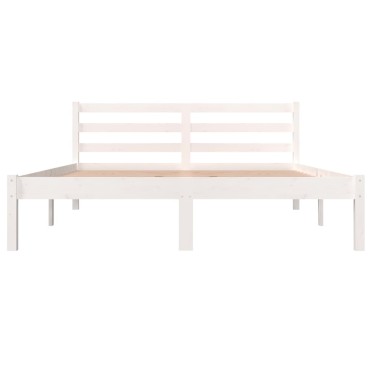 vidaXL Πλαίσιο Κρεβατιού Λευκό 140x190cm από Μασίφ Ξύλο Πεύκου 1 τεμ. - Μονό