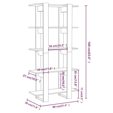 vidaXL Βιβλιοθήκη/Διαχωρ. Χώρου Λευκό 80x30x160cm Επεξ. Ξύλο 1 τεμ.