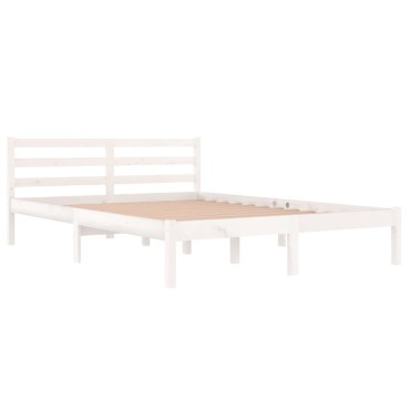 vidaXL Πλαίσιο Κρεβατιού Λευκό 140x200cm από Μασίφ Ξύλο Πεύκου 1 τεμ. - Διπλό