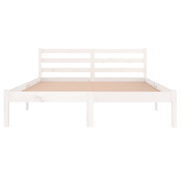 vidaXL Πλαίσιο Κρεβατιού Λευκό 140x200cm από Μασίφ Ξύλο Πεύκου 1 τεμ. - Διπλό
