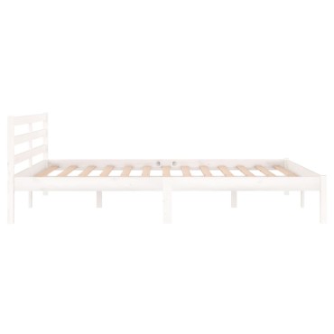 vidaXL Πλαίσιο Κρεβατιού Λευκό 140x200cm από Μασίφ Ξύλο Πεύκου 1 τεμ. - Διπλό