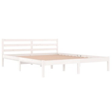 vidaXL Πλαίσιο Κρεβατιού Λευκό 160x200cm από Μασίφ Ξύλο Πεύκου 1 τεμ. - Διπλό