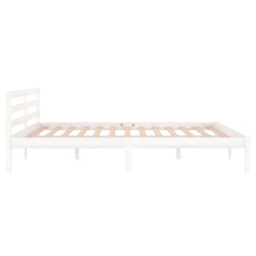 vidaXL Πλαίσιο Κρεβατιού Λευκό 160x200cm από Μασίφ Ξύλο Πεύκου 1 τεμ. - Διπλό