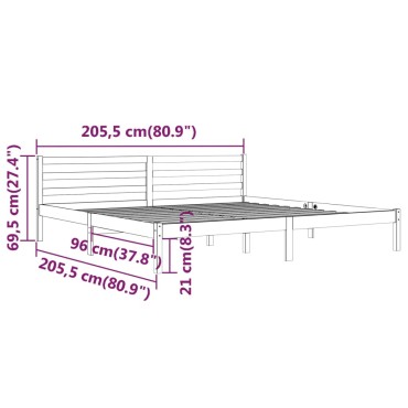 vidaXL Πλαίσιο Κρεβατιού Λευκό 200x200cm από Μασίφ Ξύλο Πεύκου 1 τεμ. - Διπλό