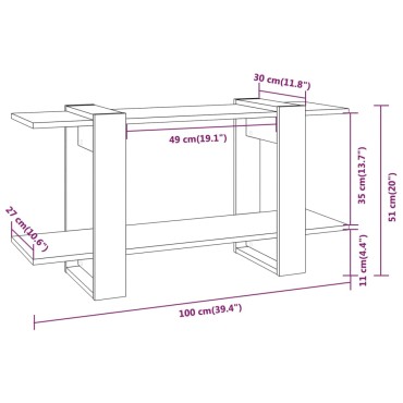vidaXL Βιβλιοθήκη Ραφιέρα Γυαλ. Λευκό 100x30x51cm Επεξεργασμένο Ξύλο 1 τεμ.