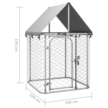 vidaXL Κλουβί Σκύλου Εξωτερικού Χώρου 100 x 100 x 150 εκ. με Στέγαστρο