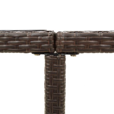 vidaXL Τραπέζι Κήπου Καφέ 109x107x74cm Συνθετικό Ρατάν/Γυαλί 1 τεμ.