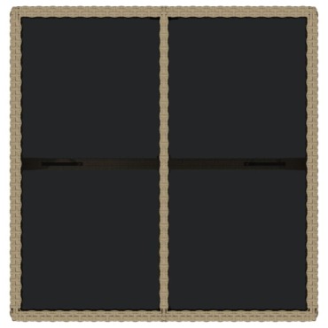 vidaXL Τραπέζι Κήπου Μπεζ 109x107x74cm Συνθετικό Ρατάν/Γυαλί 1 τεμ.