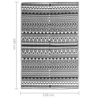 vidaXL Χαλί εξωτερικού χώρου ARAKIL Μαύρο 120x180 cm PP
