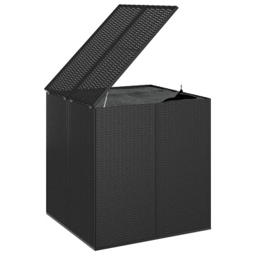 vidaXL Κουτί Μαξιλαριού Κήπου Μαύρο 100x97,5x104cm Ρατάν Πολυαιθ. 1 τεμ.