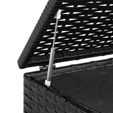 vidaXL Κουτί Μαξιλαριού Κήπου Μαύρο 100x97,5x104cm Ρατάν Πολυαιθ. 1 τεμ.