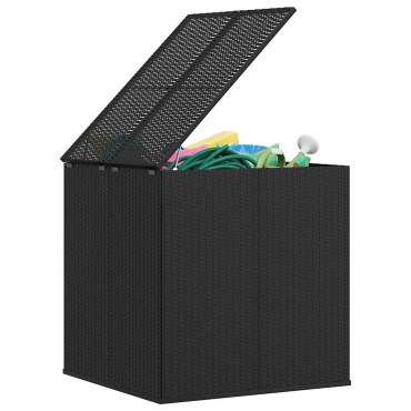 vidaXL Κουτί Μαξιλαριού Κήπου Μαύρο 100x97,5x104cm Ρατάν Πολυαιθ. 1 τεμ.
