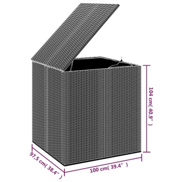 vidaXL Κουτί Μαξιλαριού Κήπου Γκρι 100x97,5x104cm Ρατάν Πολυαιθ. 1 τεμ.