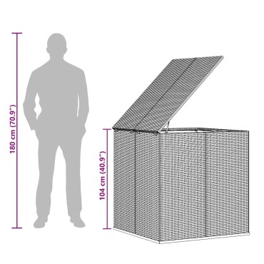 vidaXL Κουτί Μαξιλαριού Κήπου Γκρι 100x97,5x104cm Ρατάν Πολυαιθ. 1 τεμ.