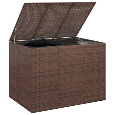 vidaXL Κουτί Μαξιλαριού Κήπου Καφέ 145x100x103cm Ρατάν Πολυαιθ. 1 τεμ.