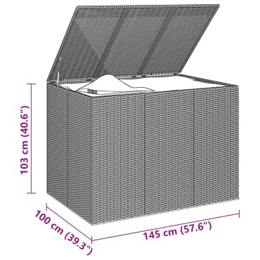 vidaXL Κουτί Μαξιλαριού Κήπου Καφέ 145x100x103cm Ρατάν Πολυαιθ. 1 τεμ.
