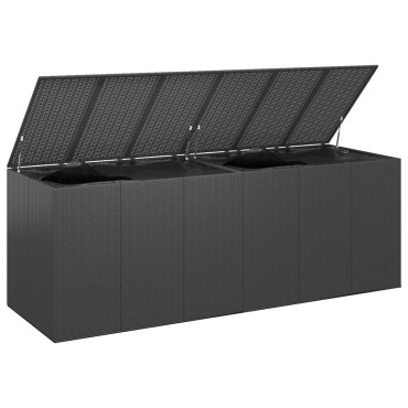 vidaXL Κουτί Μαξιλαριού Κήπου Μαύρο 291x100,5x104cm Ρατάν Πολυαιθ. 1 τεμ.