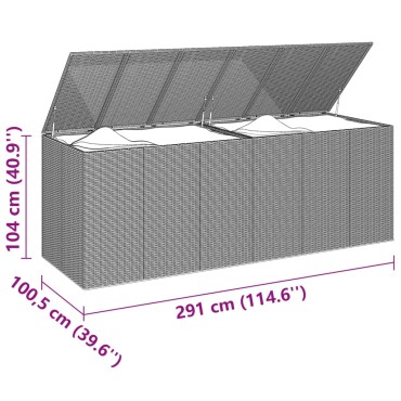 vidaXL Κουτί Μαξιλαριού Κήπου Μαύρο 291x100,5x104cm Ρατάν Πολυαιθ.