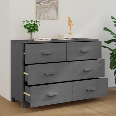 vidaXL Συρταριέρα HAMAR Σκ. Γκρι 113x40x80cm Μασίφ Ξύλο Πεύκου 1 τεμ.